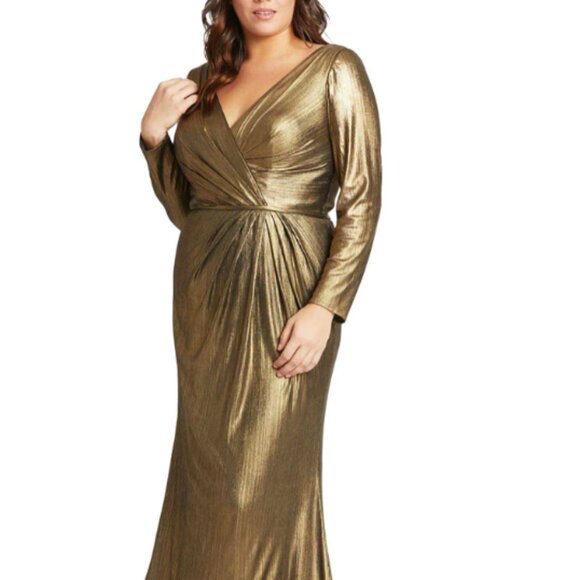 MAC DUGGAL 49073 CHIC METALLIC EVENING BRONZE GOWN sz 14 - Picture 1 of 6